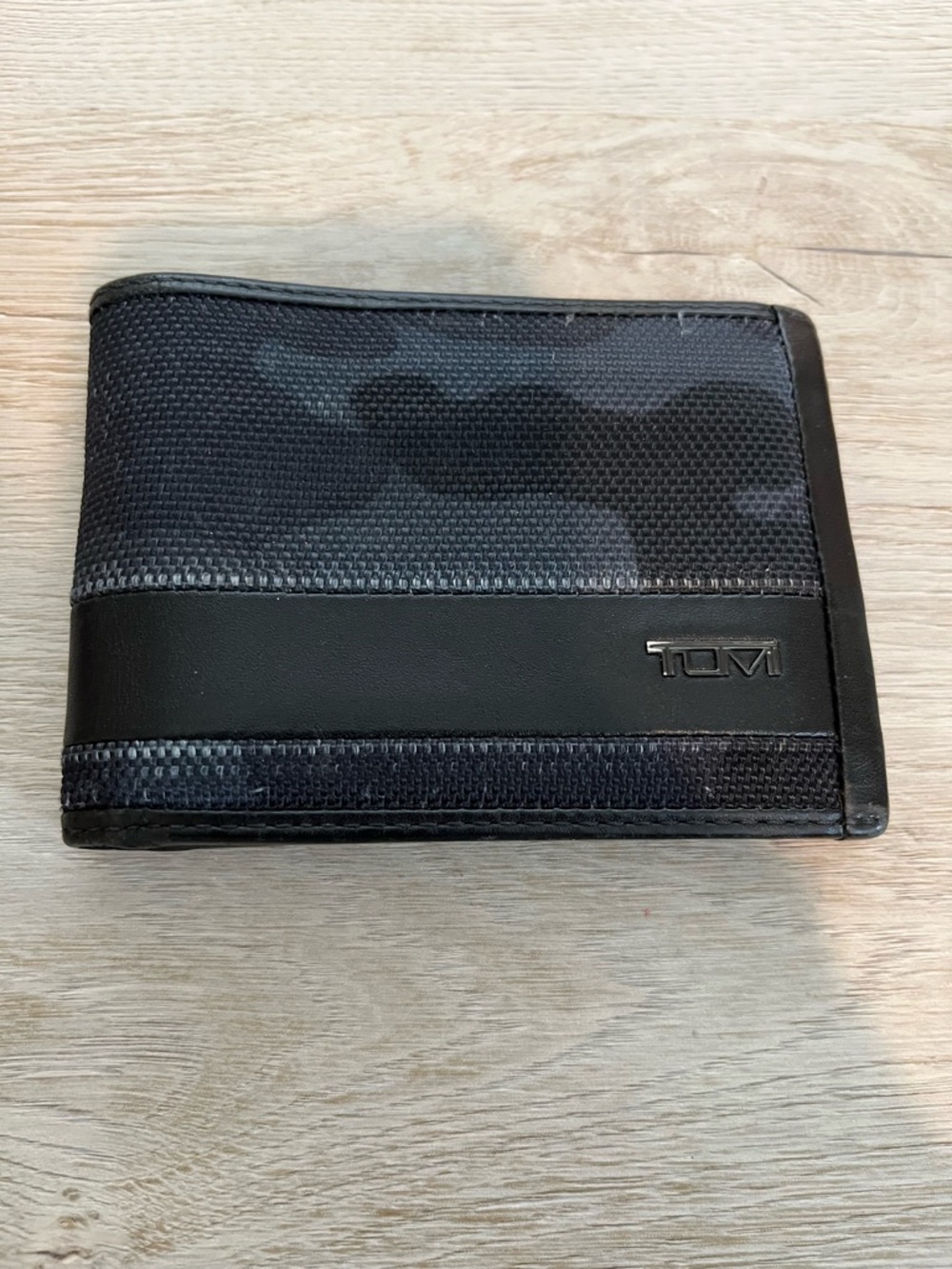 Tumi Black & Charcoal Camo Bifold Wallet